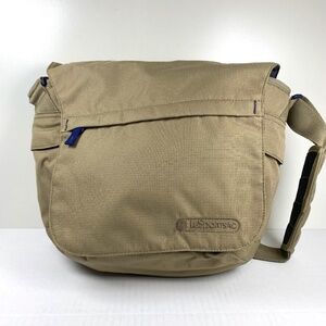 LESPORTSAC Flap Messenger Crossbody Shoulder Bag, Beige, Medium Size